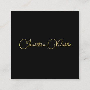 Guld: Se Calligraphed Script Namn Enkel mall Fyrkantigt Visitkort