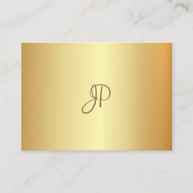 Guld Se Elegant Calligraphed Monogram Modern Visitkort (Framsida)
