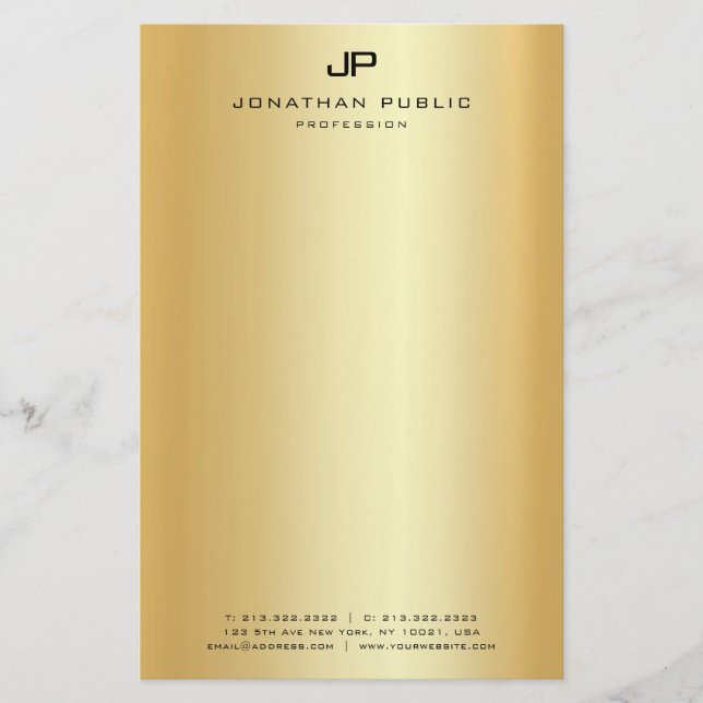 Guld: Se modern monogrammall för Elegant Brevpapper (Framsida)