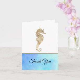 Guld Seahorse Bröllop Tack Kort