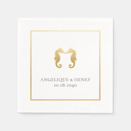 Guld Seahorse Personlig Beach Wedding Pappersservett