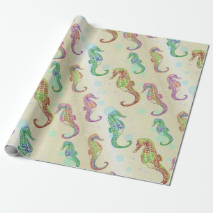 Guld- Seahorses Presentpapper