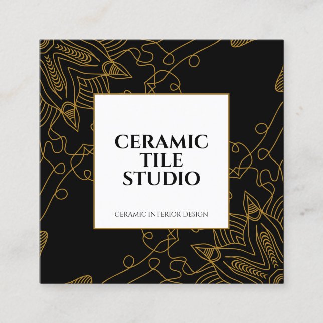 Guld Seamless Mosaic mandala Fyrkantigt Visitkort (Framsida)