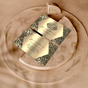 Guld Sepia Glitter Makeup Artist Kiss Läppar Fram Visitkort
