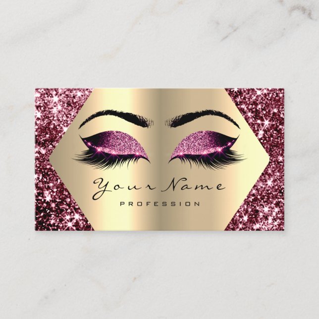 Guld Sepia Glitter Makeup Artist Lash Burgundy Visitkort (Framsida)