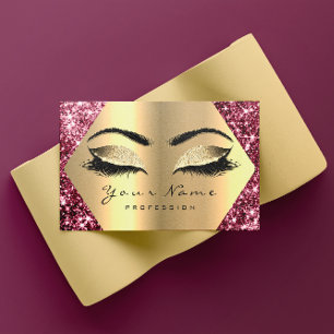 Guld Sepia Glitter Makeup Artist Lash Burgundy Visitkort
