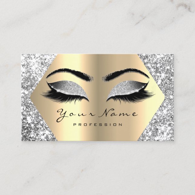Guld Sepia Glitter Makeup Artist Lash Grått Grått Visitkort (Framsida)