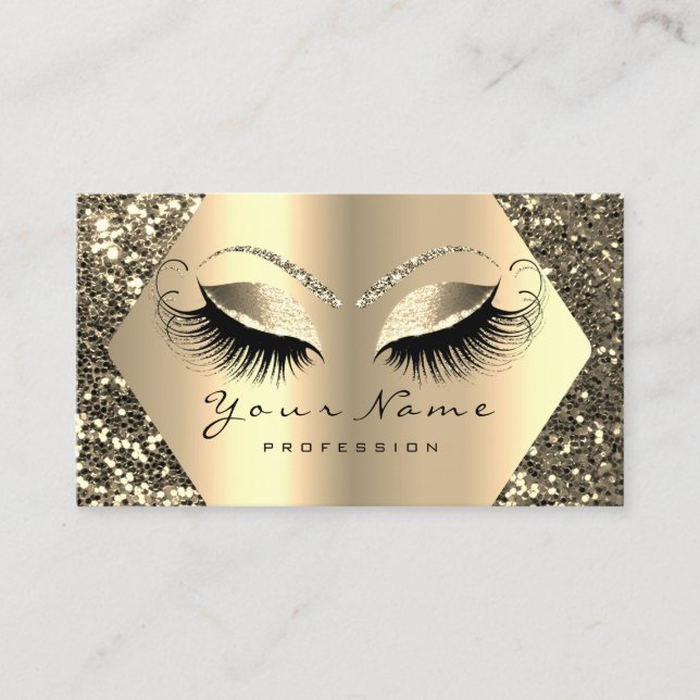 Guld Sepia Glitter Makeup Artist Lash  VIP Visitkort (Framsida)