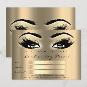 Guld Sepia Lash Makeup Artist Certificate Gift Inbjudningar
