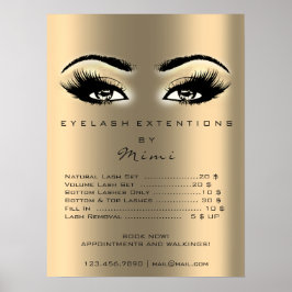 Guld Sepia Makeup Artist Öga Lash Pris List Poster