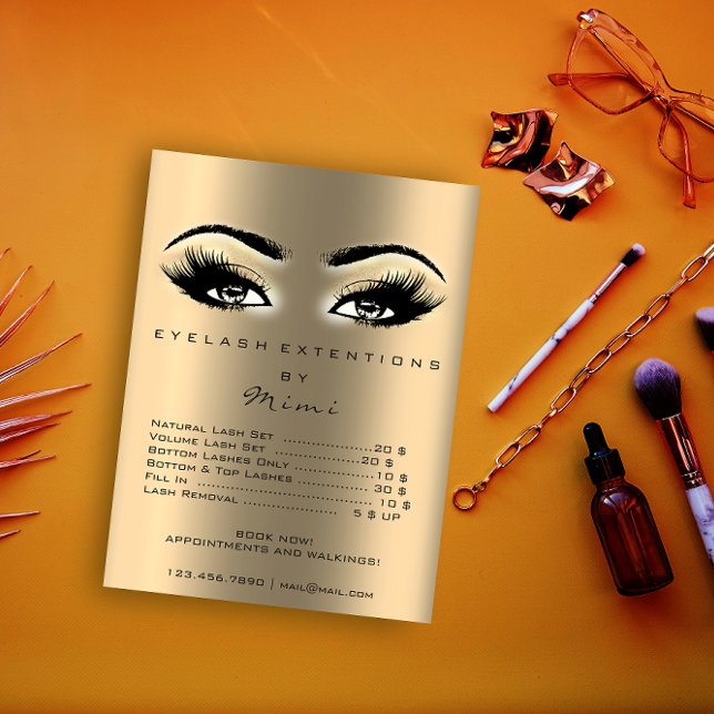 Guld Sepia Makeup Artist Waxing Lash Pris List Poster (Skapare uppladdad)