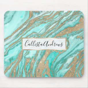 Guld Sequin Glitter Teal Smoky Marble Musmatta