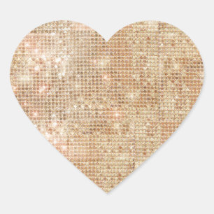 Guld Sequin Heart Sticker Hjärtformat Klistermärke