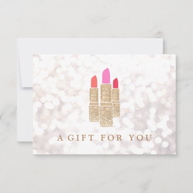Guld Sequin Lipstick Beauty Salon Gift-certifikat (Framsida)