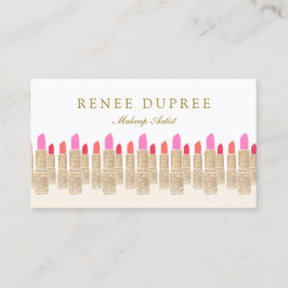 Guld Sequin Lipstick Makeup Artist Beauty Salon 5 Visitkort