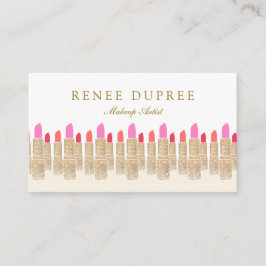 Guld Sequin Lipstick Makeup Artist Beauty Salon 5 Visitkort