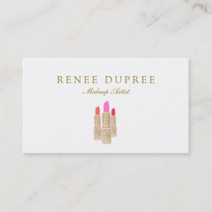 Guld Sequin Lipstick Makeup Artist Beauty Salon Visitkort