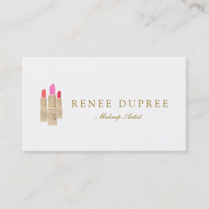 Guld Sequin Lipstick Makeup Artist Beauty Salon Visitkort