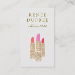 Guld Sequin Lipstick Makeup Artist Beauty Salon Visitkort