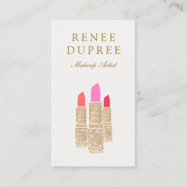 Guld Sequin Lipstick Makeup Artist Beauty Salon Visitkort