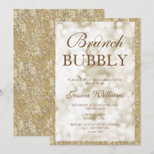 Guld Sequins Brunch & Bubly Möhippa Inbjudningar