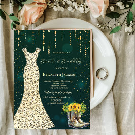 Guld Sequins Dress,Boots Sunblommor Grönt Inbjudningar