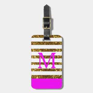 Guld- Sequins för Glam/för shock rosa/personlig Bagagebricka