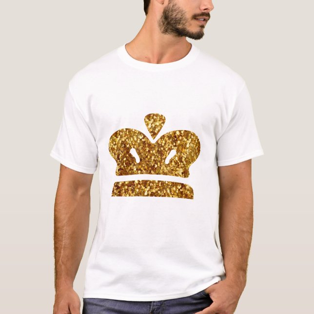 Guld Sequins Kung Krona T Shirt (Framsida)