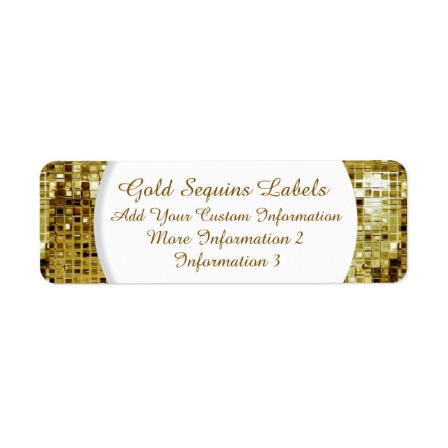 Guld Sequins Returetiketter Returadress Etikett (Framsidan)