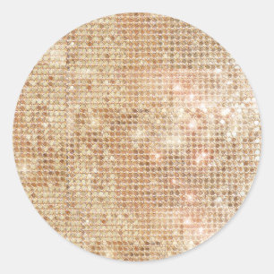 Guld Sequins Sticker Runt Klistermärke