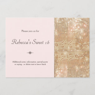 Guld Sequins Sweet 16 Rosa Inbjudningar