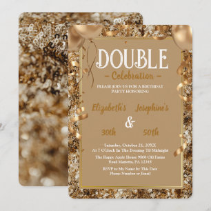 Guld Sequins Vuxen dubbla Joint Födelsedagsfest Inbjudningar
