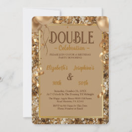 Guld Sequins Vuxen dubbla Joint Födelsedagsfest Inbjudningar