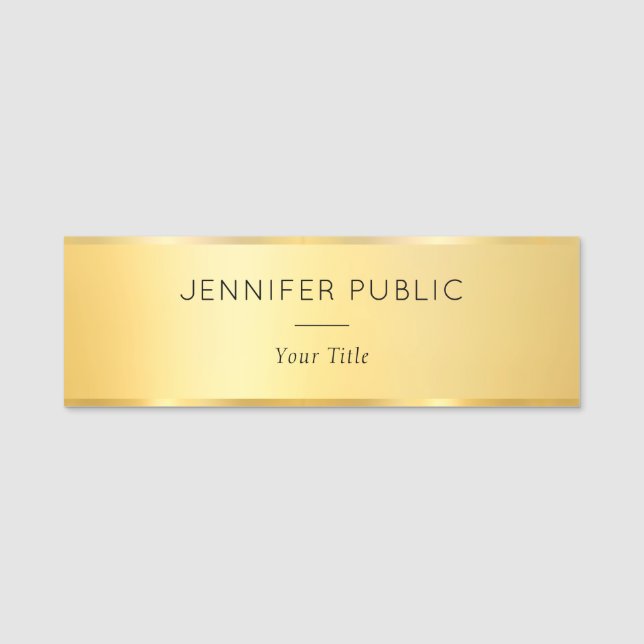 Guld ser modern Elegant för manliga anställda Namnbricka (Framsida)
