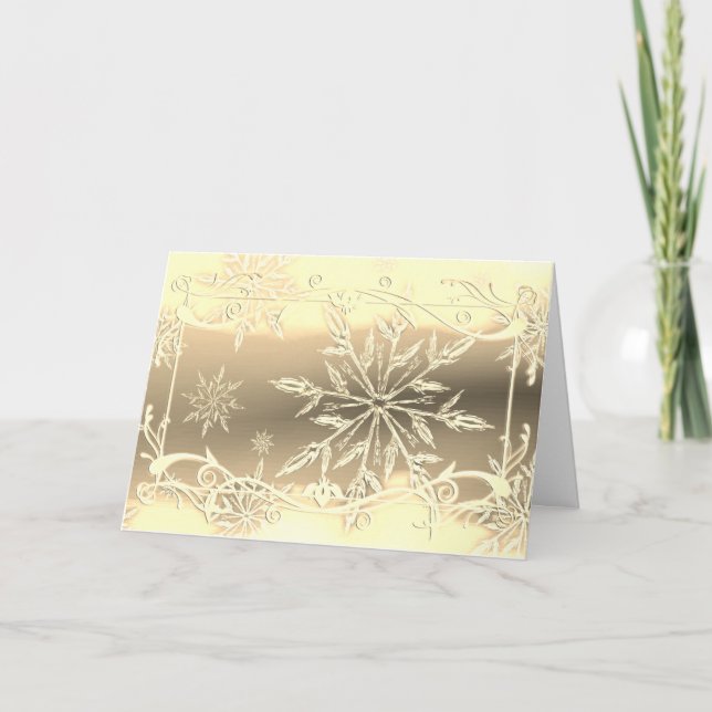 Guld ser snöflingfrost kort (Framsida)