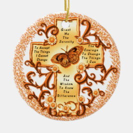 Guld Serenity Kors runt keramiskt ornament