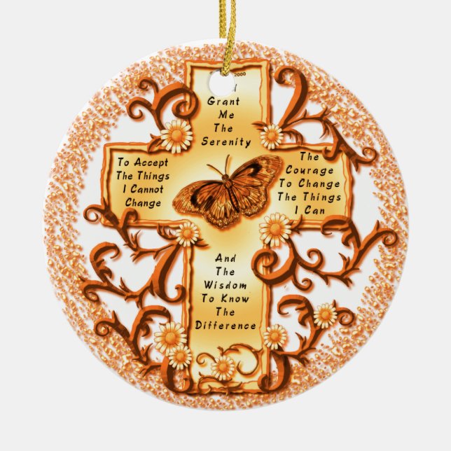 Guld Serenity Kors runt keramiskt ornament (Framsidan)