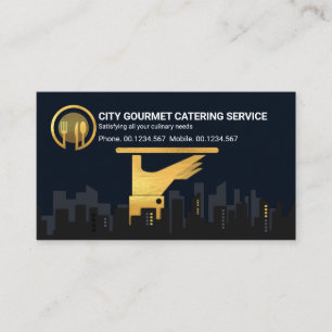 Guld Servitörs servering av Plate City Silhouette Visitkort