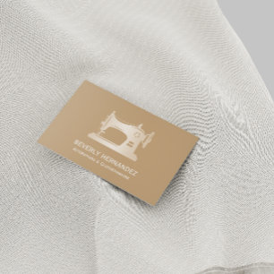 Guld Sewing Maskin Seamstress Beige Visitkort