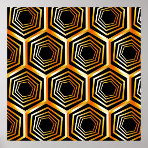 Guld- sexhörnig optisk illusion poster