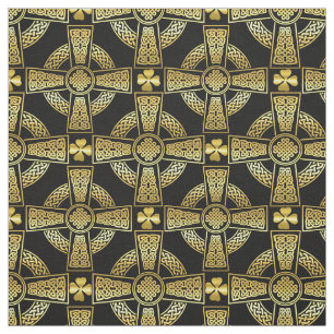 Guld Shamrock/Celtic kor/braided knot design Tyg
