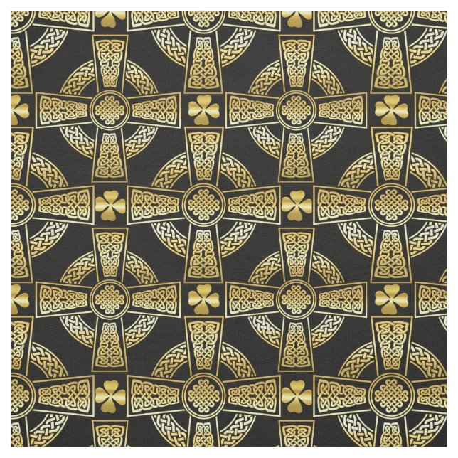 Guld Shamrock/Celtic kor/braided knot design Tyg (Provkarta)