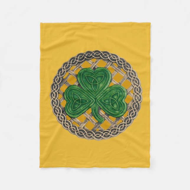 Guld Shamrock on Celtic Knots Fleece Blanket (Framsidan)