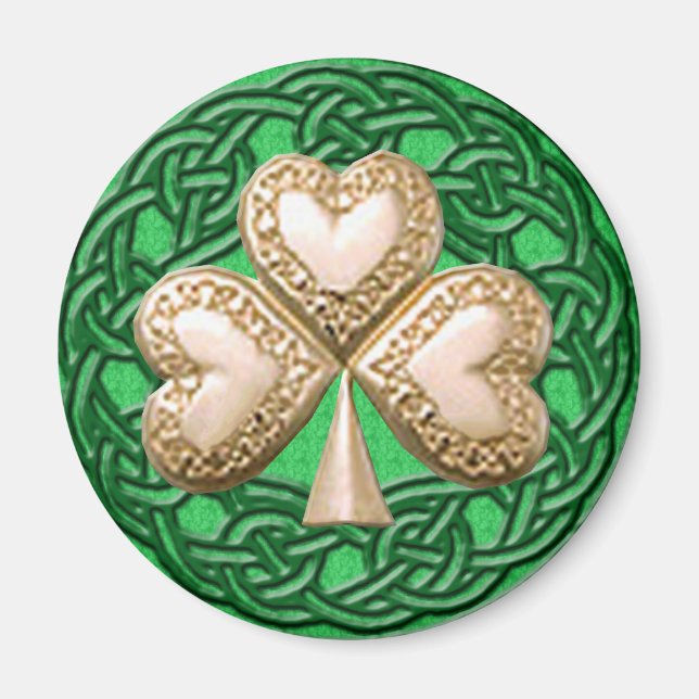 Guld Shamrock on Celtic Knots Magnet (Framsidan)