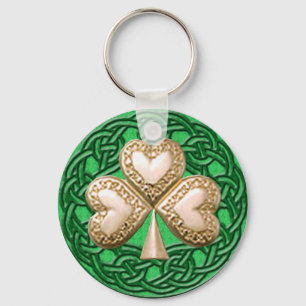 Guld Shamrock på den keltiska Nyckelringen Nyckelring