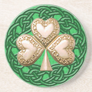 Guld Shamrock på keltiska knop Underlägg
