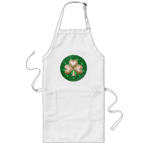 Guld Shamrock på keltiska knoter Apron Långt Förkläde