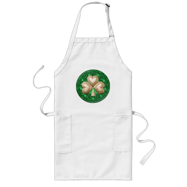 Guld Shamrock på keltiska knoter Apron Långt Förkläde (Framsidan)