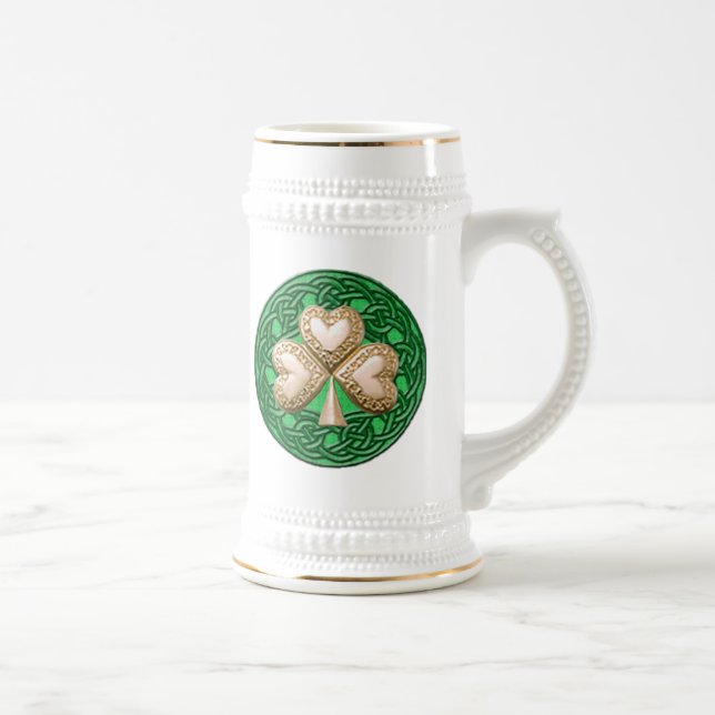 Guld Shamrock på keltiska knoter Mugg (Höger)