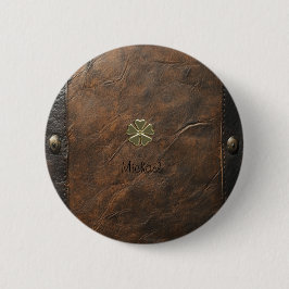 Guld Shamrock St.Patrick's Day,Brown Leather Knapp